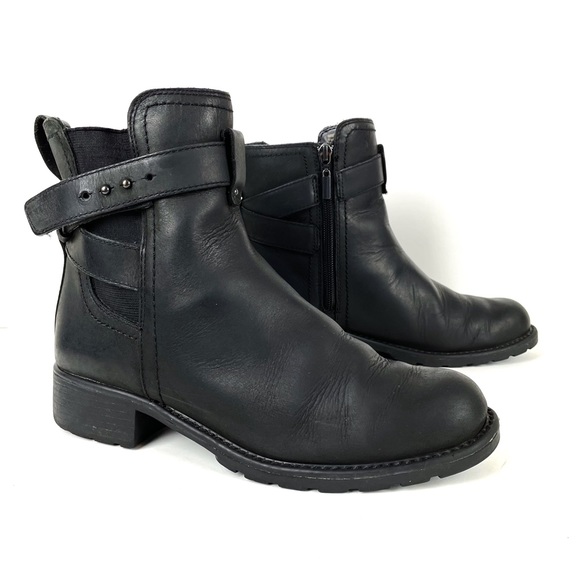 Clarks Shoes - Clarks Leather Black Side Zip Low Heel Ankle Boots